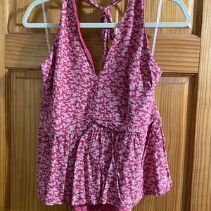 Pink and white American eagle halter top